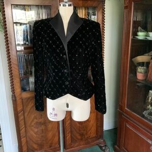 Black velvet beaded jacket Black Tie by Oleg Cassini Size 8